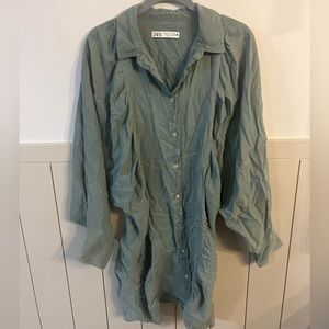 Zara Sage Green Mini Dolman Sleeves Dress
